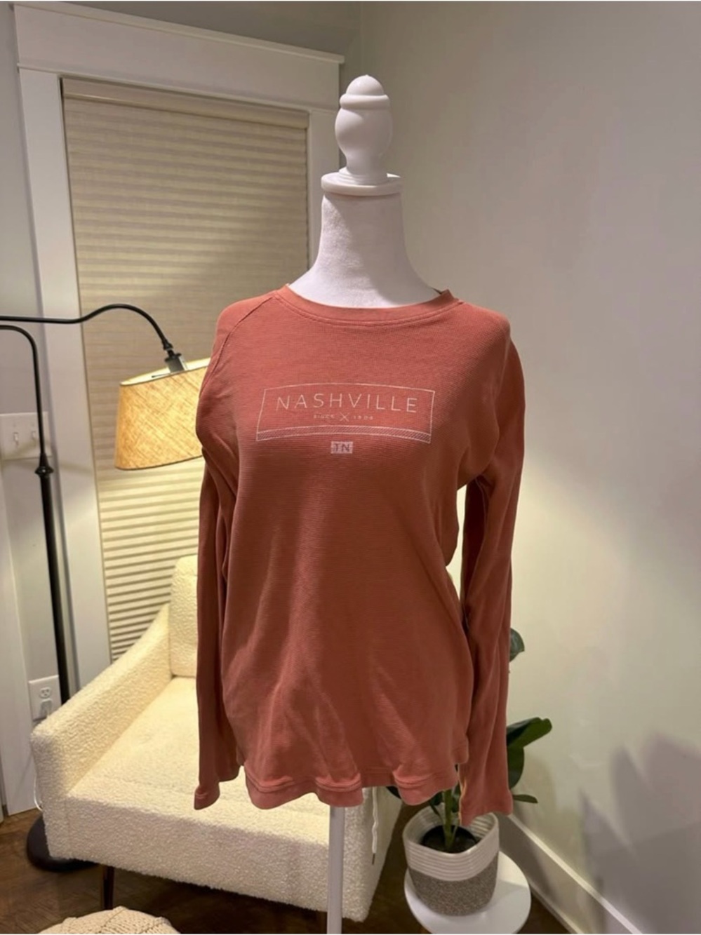 APEX Rust Micro Waffle Long-Sleeved 'Nashville' Top-Size M